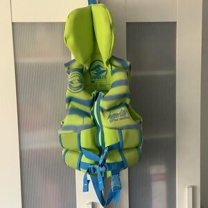 Hyperlite Kids Neon Green & Blue Swim Vest